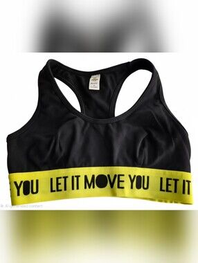Zumba Fitness Black & Neon Yellow 'Let It Move You' Racerback Sports Bra